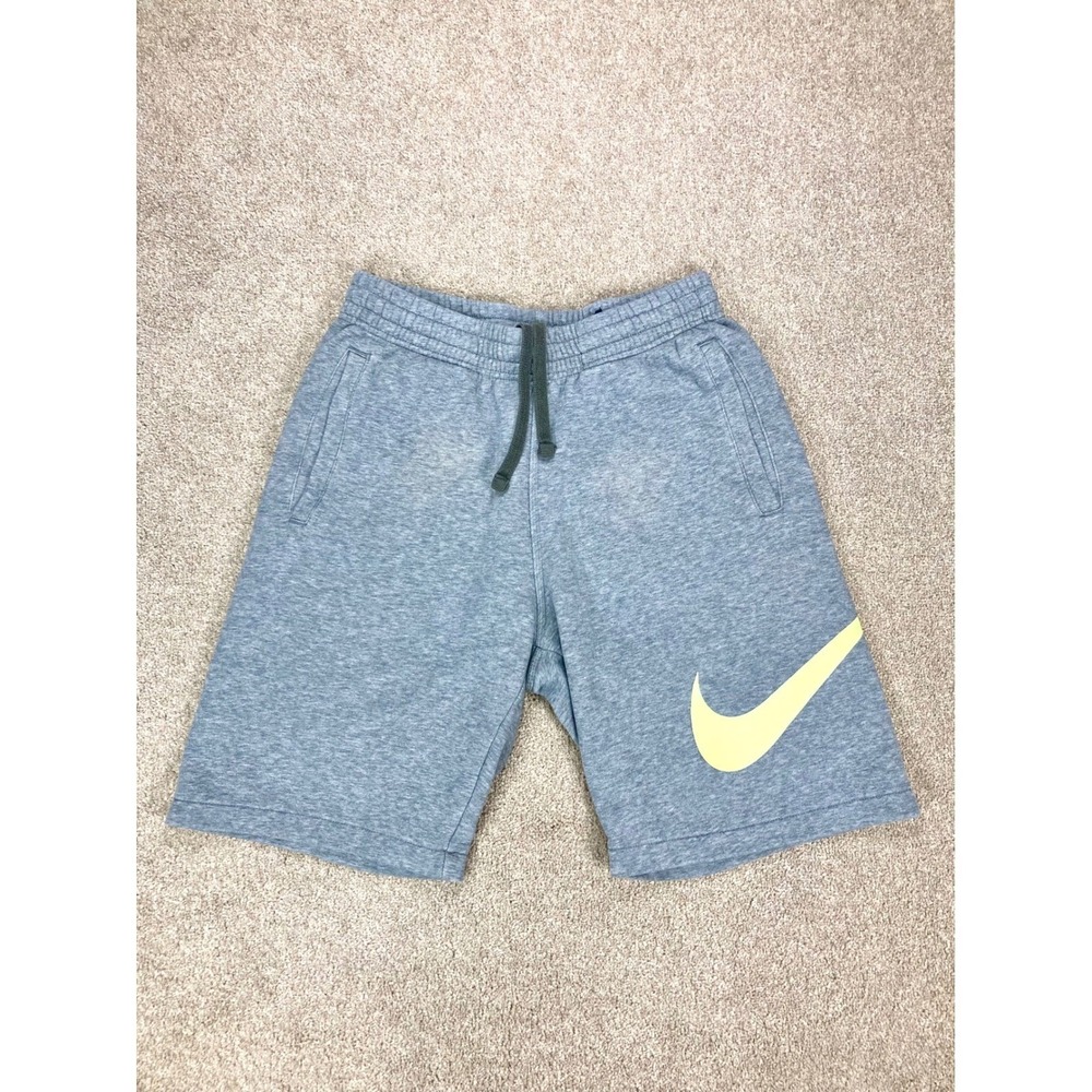 Nike Big Swoosh Fleece Sweat Shorts Mens Small Grey Logo Drawstring Loungewear